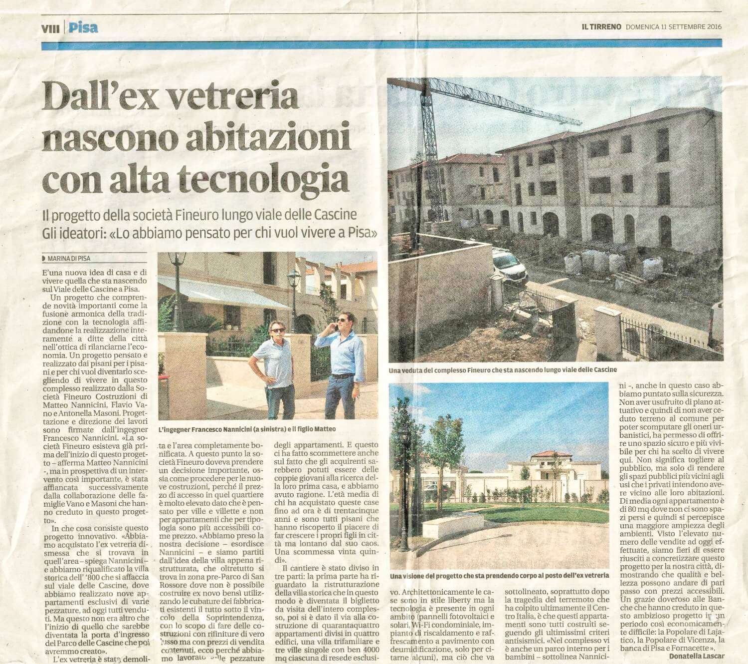 Fineuro articolo e progetto immobiliare Pisa