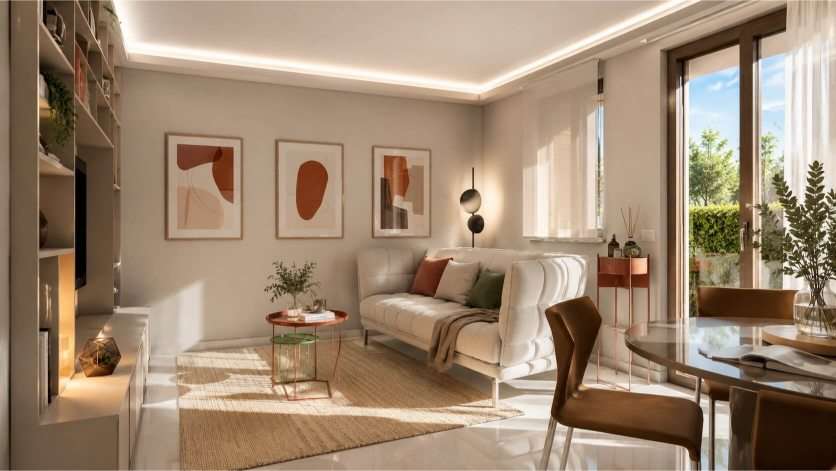 Render soggiorno Via delle Torri Pisa
